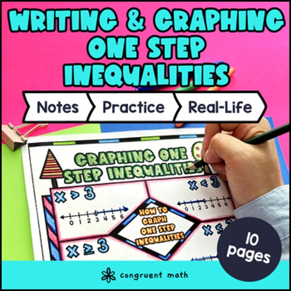 Thumbnail for Writing & Graphing One Step Inequalities Guided Notes & Doodle | Number Lines