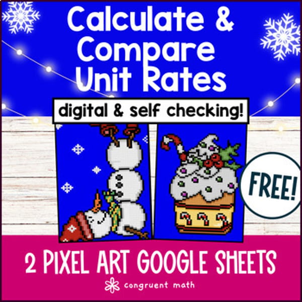 Thumbnail for [Free!] Unit Price Digital Pixel Art | Unit Rate & Ratios | Winter Freebie!