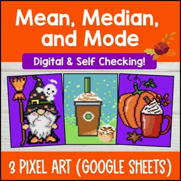 Thumbnail for [Thanksgiving] Mean Median and Mode Measure of Center Fall Digital Pixel Art