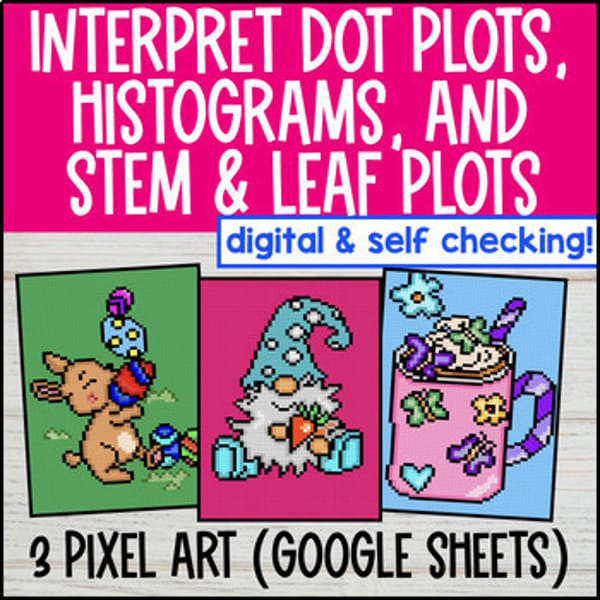 Thumbnail for Dot Plots, Histograms, Stem and Leaf Plots Digital Pixel Art | Data & Statistics