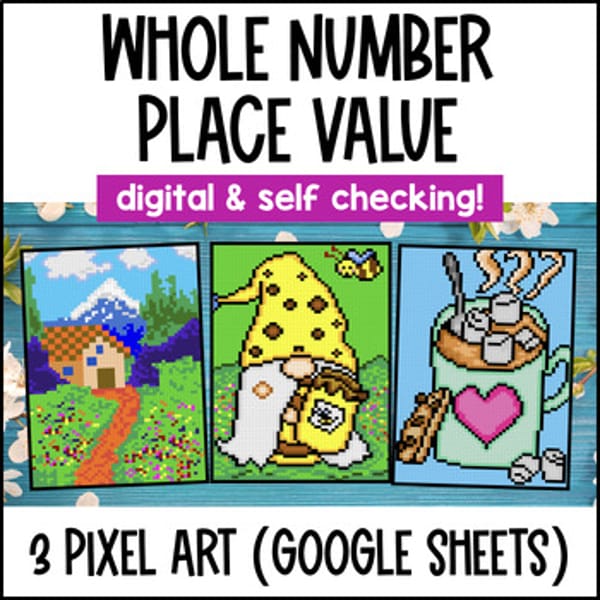 Thumbnail for Whole Number Place Value Read Write Multi-Digit Whole Numbers Digital Pixel Art