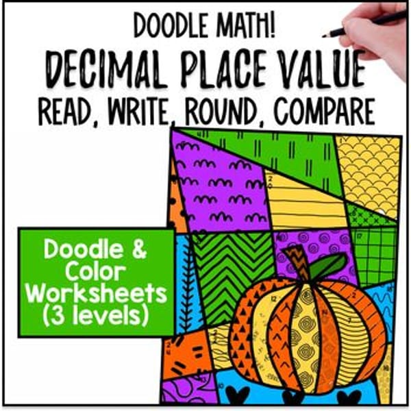 Thumbnail for Thanksgiving Decimal Place Value Doodle Color by Number Compare & Round Decimals