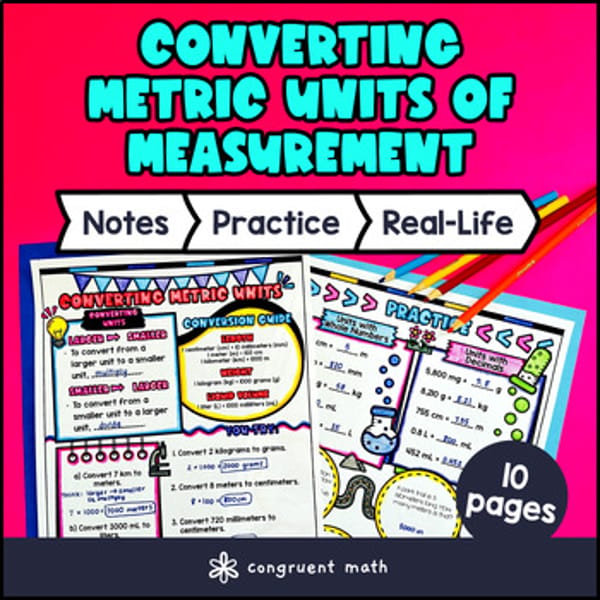 Thumbnail for Metric Units of Measurement Conversions Guided Notes w/ Doodles | 4th 5th Grade