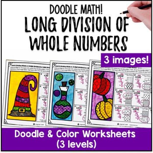 Thumbnail for [Fall] Long Division Whole Number Quotients Doodle Color by Number