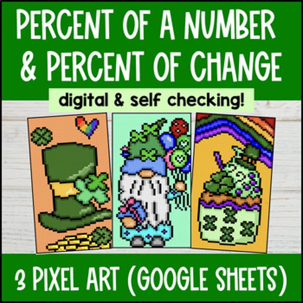 Thumbnail for Percent of a Number Percent of Change Increase Decrease Spring Digital Pixel Art