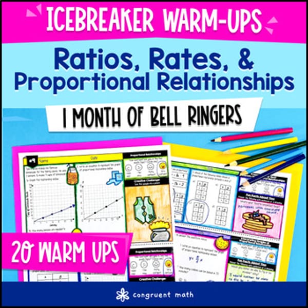 Thumbnail for Ratios, Rates, Proportional Relationships 7th Grade Warm Ups Bell Ringers CCSS