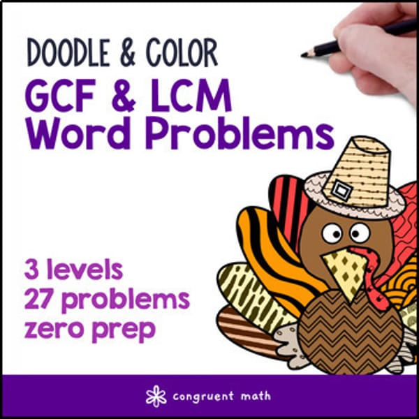 Thumbnail for GCF & LCM Word Problems Doodle & Color, Twist on Color by Number Worksheets