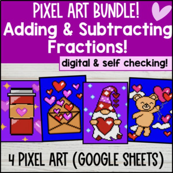 Thumbnail for Adding and Subtracting Fractions w/ Like & Unlike Denominator Digital Pixel Art