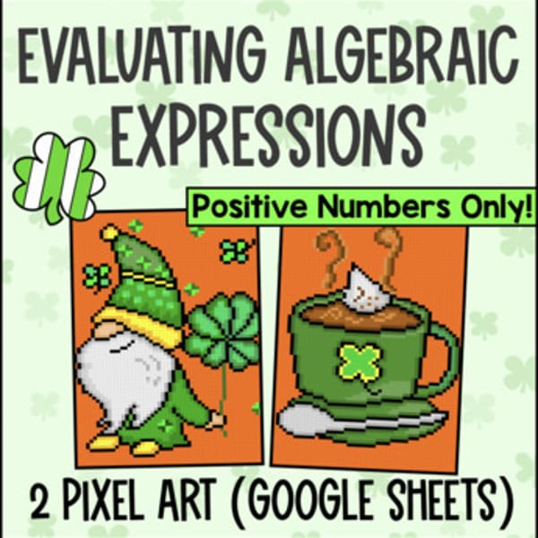 Thumbnail for Evaluating Algebraic Expressions Substitution Digital Pixel Art | Spring