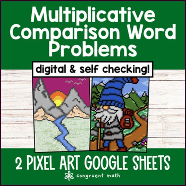 Thumbnail for Multiplicative Comparison Word Problems Digital Pixel Art 4th Grade 4.OA.A.2