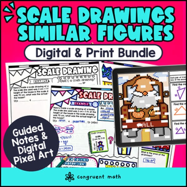 Thumbnail for Scale Drawings & Scale Factors Digital & Print | Scaled Copies | Notes Pixel Art