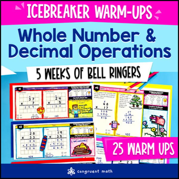 Thumbnail for Whole Number & Decimal Operations 5th Grade Math Warm Ups CCSS TEKS Bell Ringers
