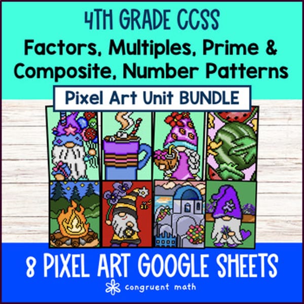 Thumbnail for Number Patterns Prime and Composite, Factors, Multiples, Pixel Art 4th Grade