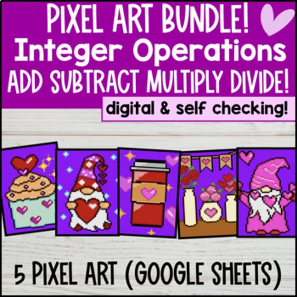 Thumbnail for Integer Operations Digital Pixel Art Add Subtract Multiply Divide Integers