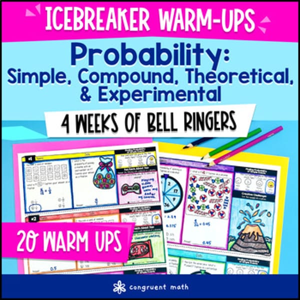 Thumbnail for Probability Simple Compound Theoretical Experimental 7th Grade Warm Ups CCSS