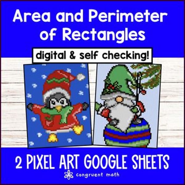 Thumbnail for [Christmas] Area of Rectangles Perimeter Rectangles Digital Pixel Art 4th Grade
