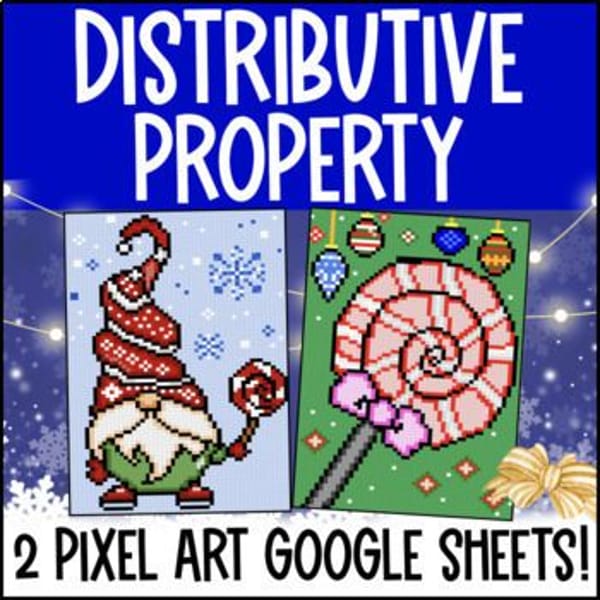 Thumbnail for Distributive Property Combine Like Terms Christmas Digital Pixel Art Expressions