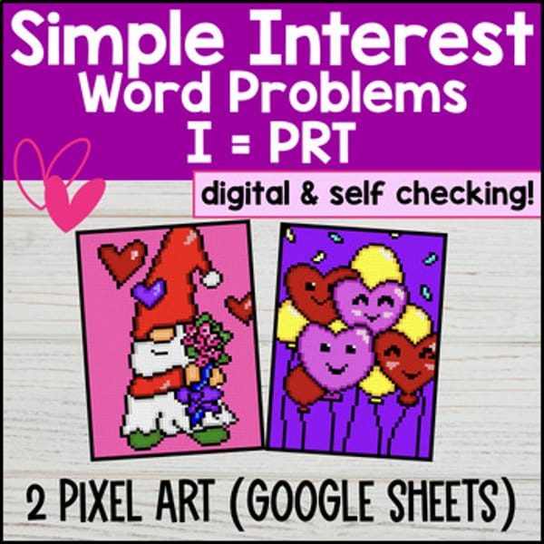Thumbnail for Simple Interest Digital Pixel Art | Principal Rate Time 7th Grade CCSS TEKS