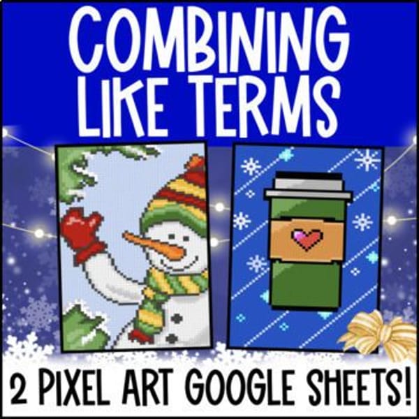 Thumbnail for [Christmas] Combining Like Terms Digital Pixel Art | Simplifying Expressions