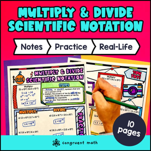 Thumbnail for Multiplying Dividing Scientific Notation Guided Notes with Doodles | Worksheets