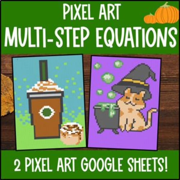 Thumbnail for [Fall] Multi Step Equations Pixel Art Combining Like Terms Distributive Property