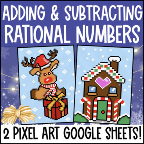 Thumbnail for Adding and Subtracting Rational Numbers Digital Pixel Art Fractions Integers