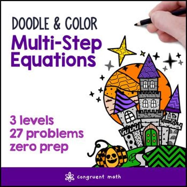 Thumbnail for [Fall] Multi Step Equations Doodle Math, Twist on Color by Number Worksheets