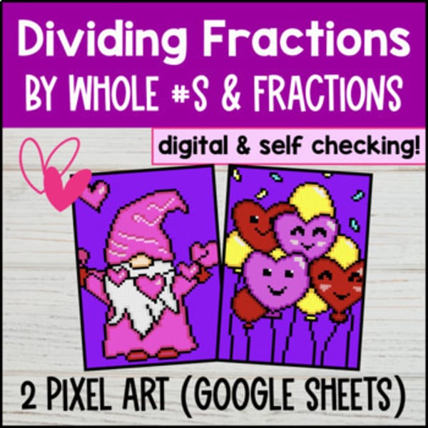 Thumbnail for Dividing Fractions Digital by Whole Numbers & Fractions Digital Pixel Art CCSS
