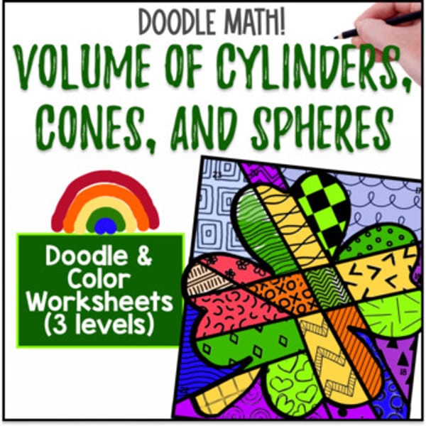 Thumbnail for Volume of Cylinders Cones Spheres | Doodle & Color by Number Worksheets | Spring
