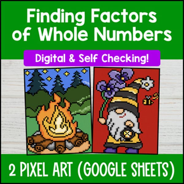 Thumbnail for Factor Pairs of Whole Numbers Digital Pixel Art 4th Grade CCSS 4.OA.B.4