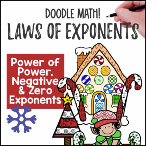 Thumbnail for Power, Zero & Negative Exponent Rules Doodle Math & Color by Number Winter Math