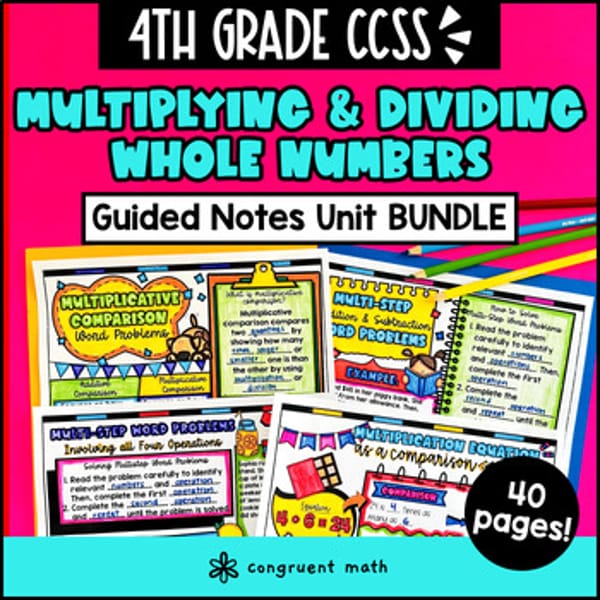 Thumbnail for Multiplying and Dividing Whole Numbers Word Problems Guided Notes | 4th Grade