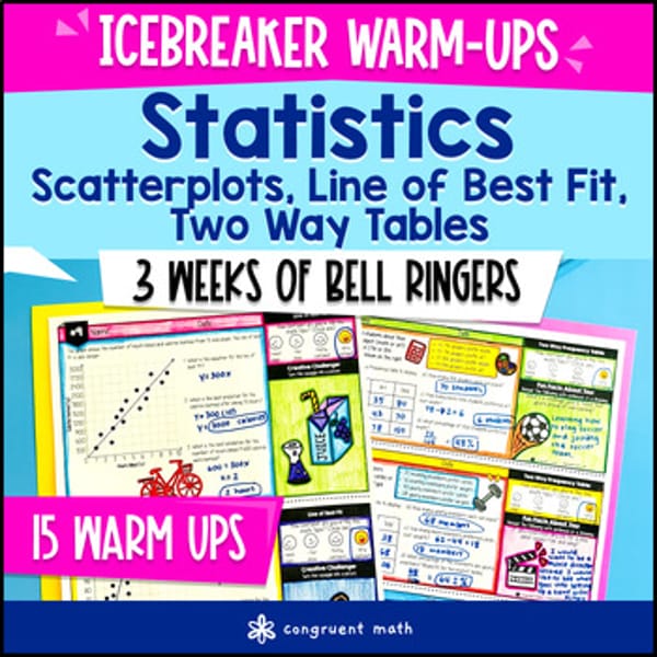 Thumbnail for Statistics 8th Grade Math Warm Ups Scatter Plots Line of Best Fit Two Way Tables