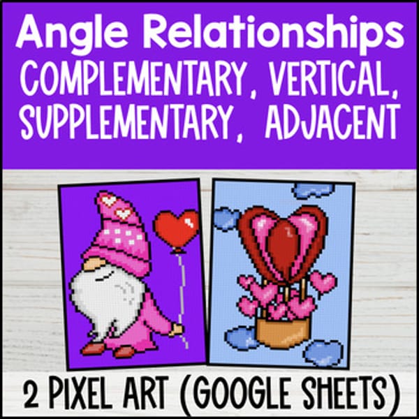 Thumbnail for Find the Missing Angle Digital Pixel Art | Angle Relationships Complementary etc
