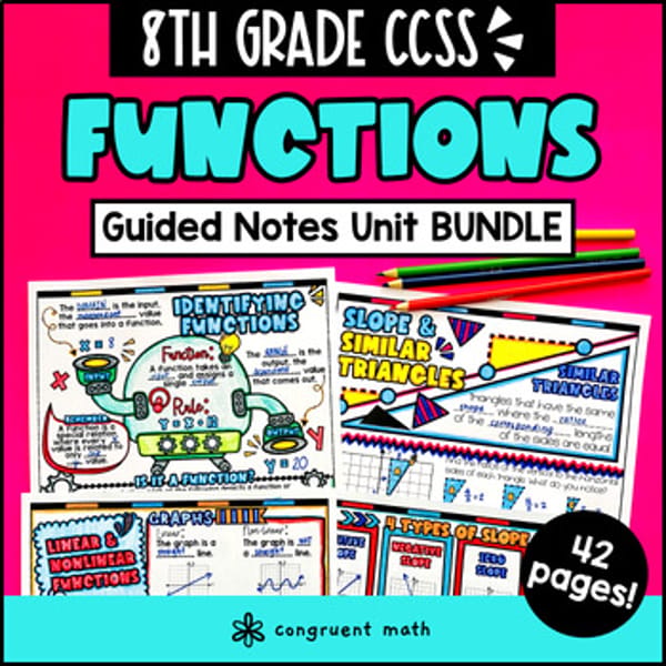 Thumbnail for Identify, Evaluate, Compare Functions Slope Guided Notes Unit Bundle | 8th Grade