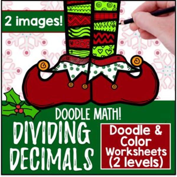 Thumbnail for [Christmas] Long Division with Decimals | Doodle and Color by Number Worksheets