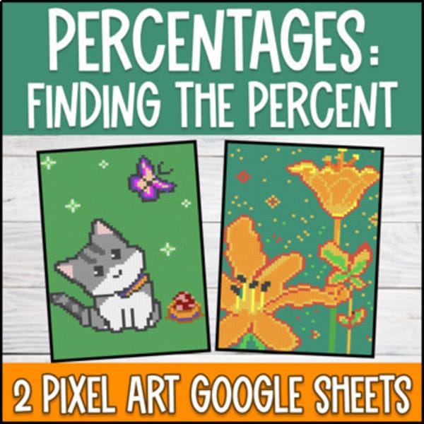 Thumbnail for Percents Finding the Percent Pixel Art | Digital Google Sheets | Word Problems