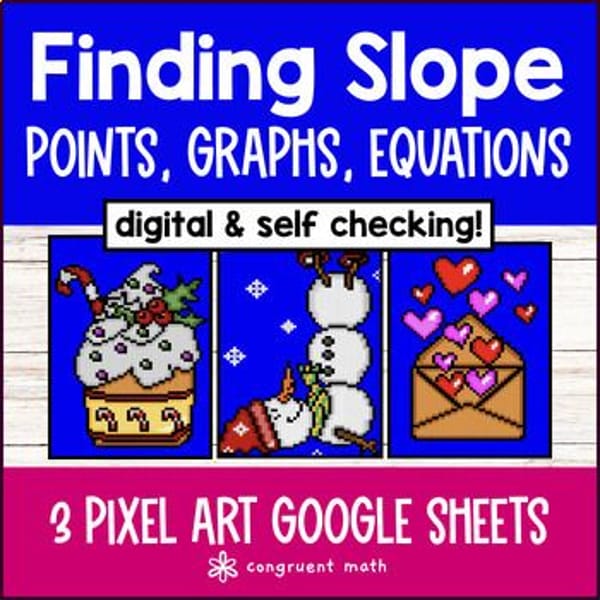 Thumbnail for Slope Linear Functions Points, Graphs, Equations Digital Pixel Art | Christmas