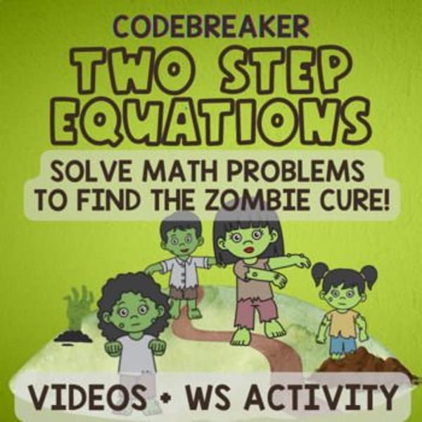 Thumbnail for Two Step Equations Video Halloween Activity Puzzle Worksheets