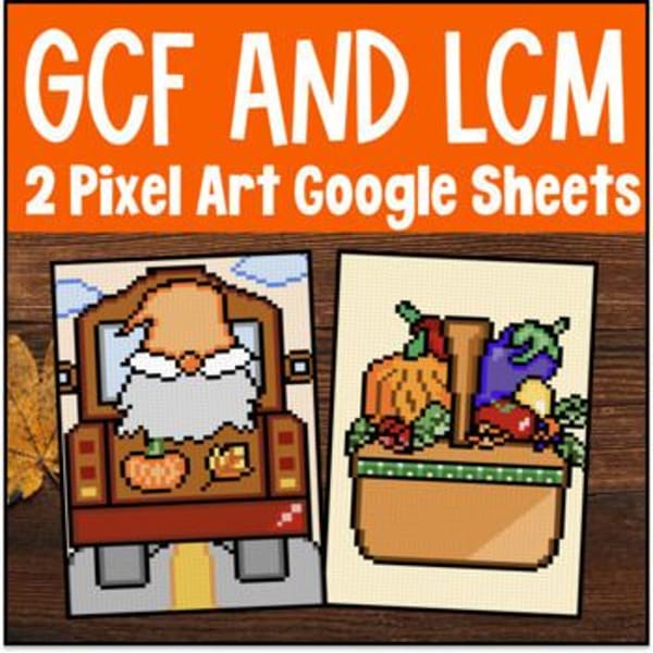 Thumbnail for GCF and LCM Halloween Pixel Art Greatest Common Factor Least Common Multiples