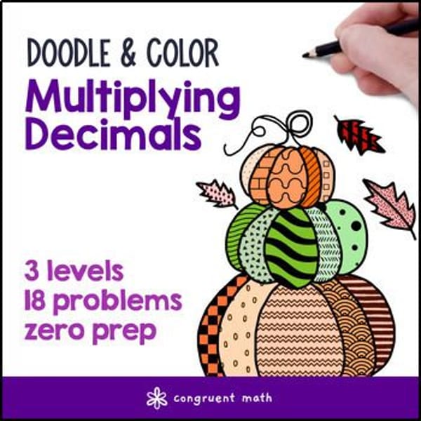 Thumbnail for [Thanksgiving] Multiplying Decimals Doodle & Coloring Worksheets Decimal Product