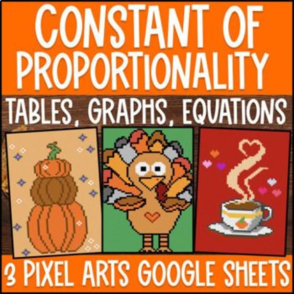 Thumbnail for Constant of Proportionality Digital Pixel Art Table Graph Equations Thanksgiving