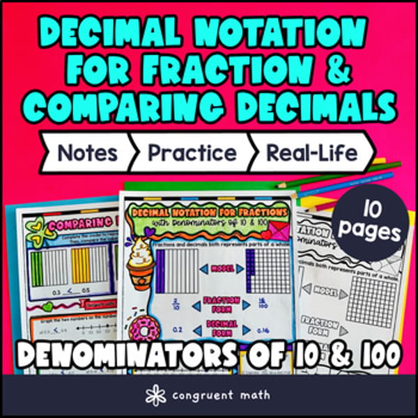 Thumbnail for Decimal Notation for Fractions and Comparing Decimals Guided Notes with Doodles