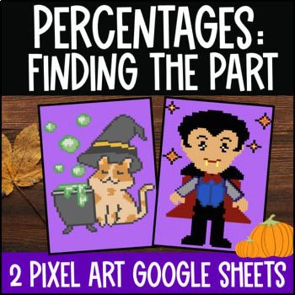 Thumbnail for [Fall] Percents Finding the Part Digital Pixel Art | Percentage Word Problems
