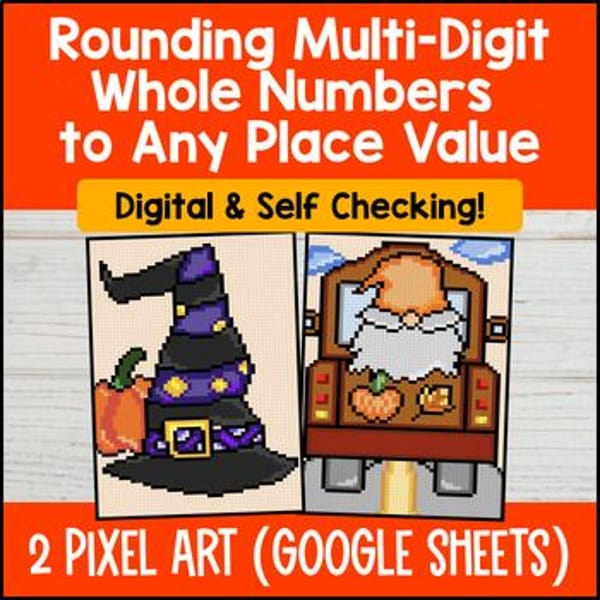 Thumbnail for Thanksgiving Rounding Whole Numbers Any Place Value Digital Pixel Art 4th Grade