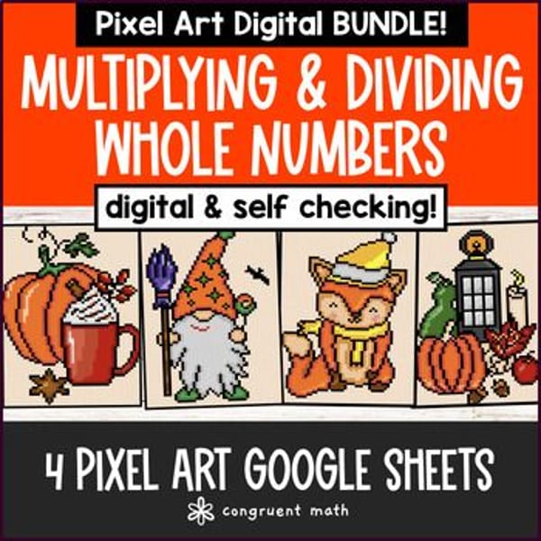 Thumbnail for Multiplying & Dividing Multi-Digit Whole Numbers Thanksgiving Digital Pixel Art