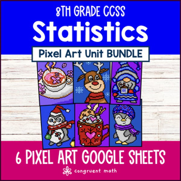 Thumbnail for Statistics Scatter Plots Associations Two Way Tables Pixel Art  | 8th Grade CCSS