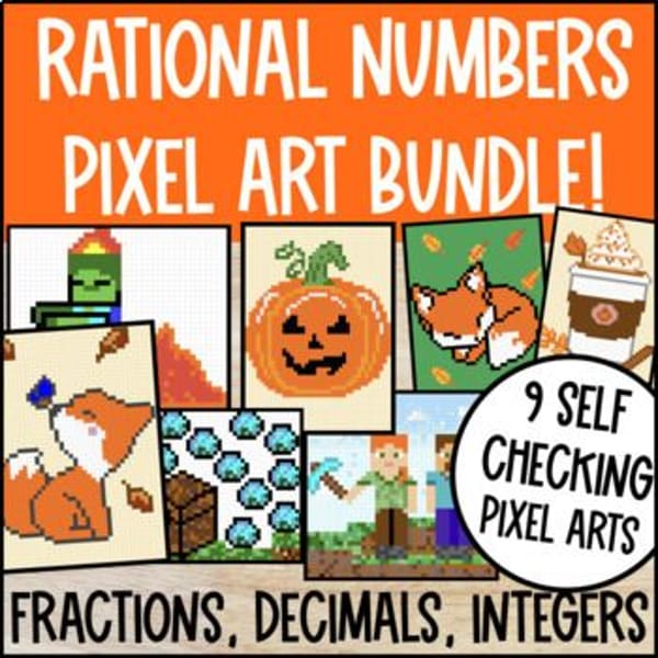 Thumbnail for [Fall] Rational Number Operations Digital Pixel Art | Fractions Decimal Integers