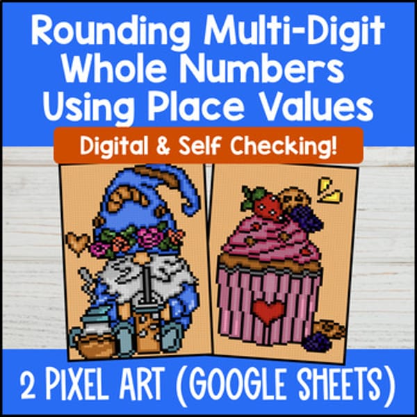 Thumbnail for Rounding Multi Digit Whole Numbers Place Values Digital Pixel Art 4th Grade CCSS