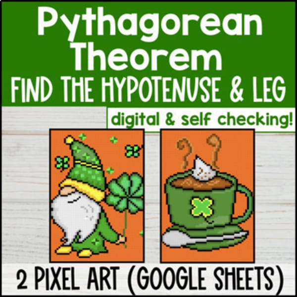 Thumbnail for Pythagorean Theorem Digital Pixel Art | Hypotenuse and Leg | Right Triangles